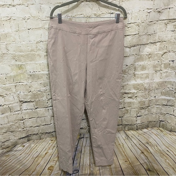 Marla Wynne Beige Khaki Essential Crepe Knit Crop Pant Cloud Stretch Pull - Picture 1 of 5